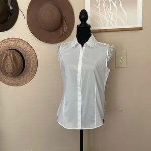 Brooks Brothers sleeveless fitted dress shirt.